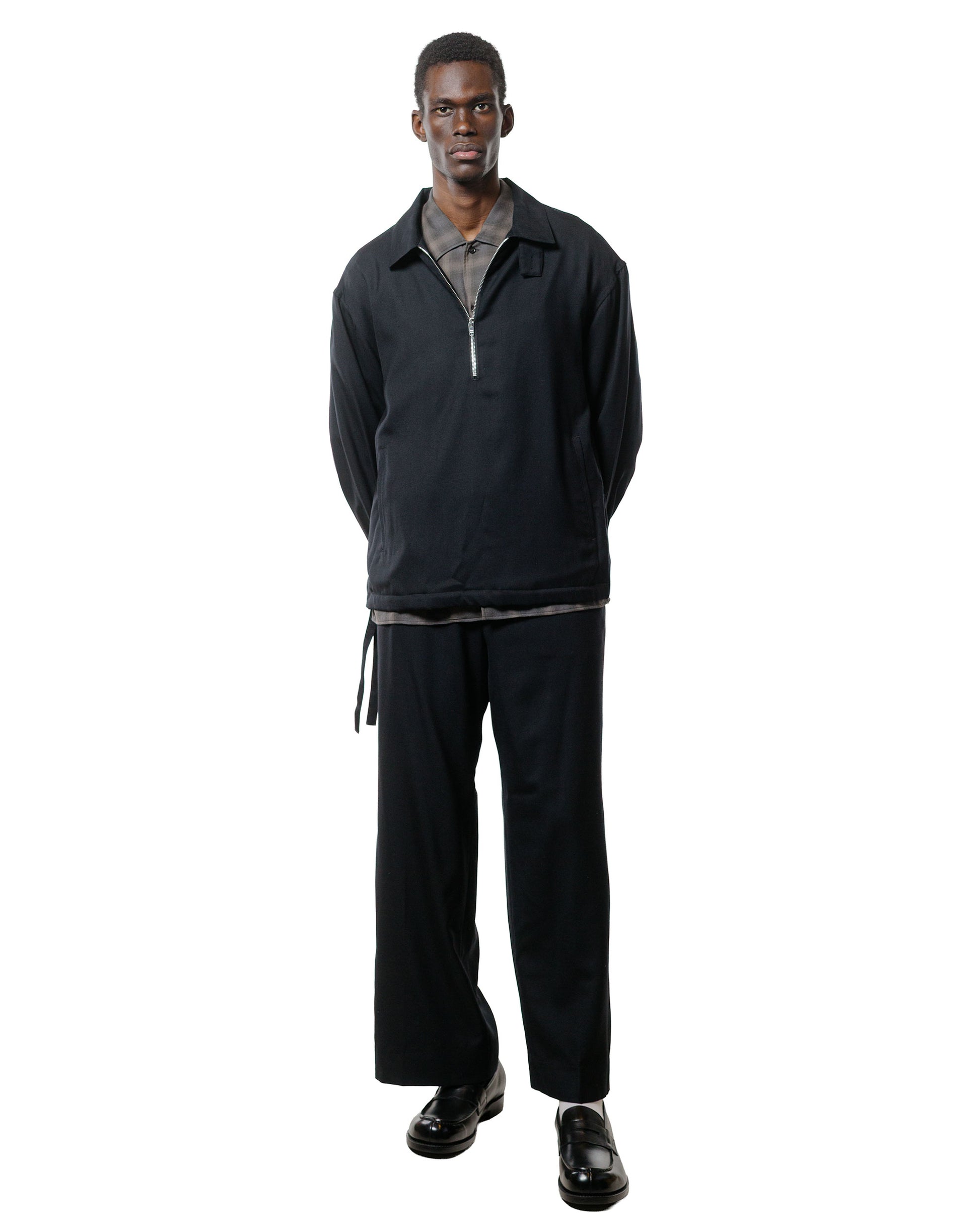 MARKAWARE Half Zip Service Jacket 2/80 Organic Wool Viyella Black