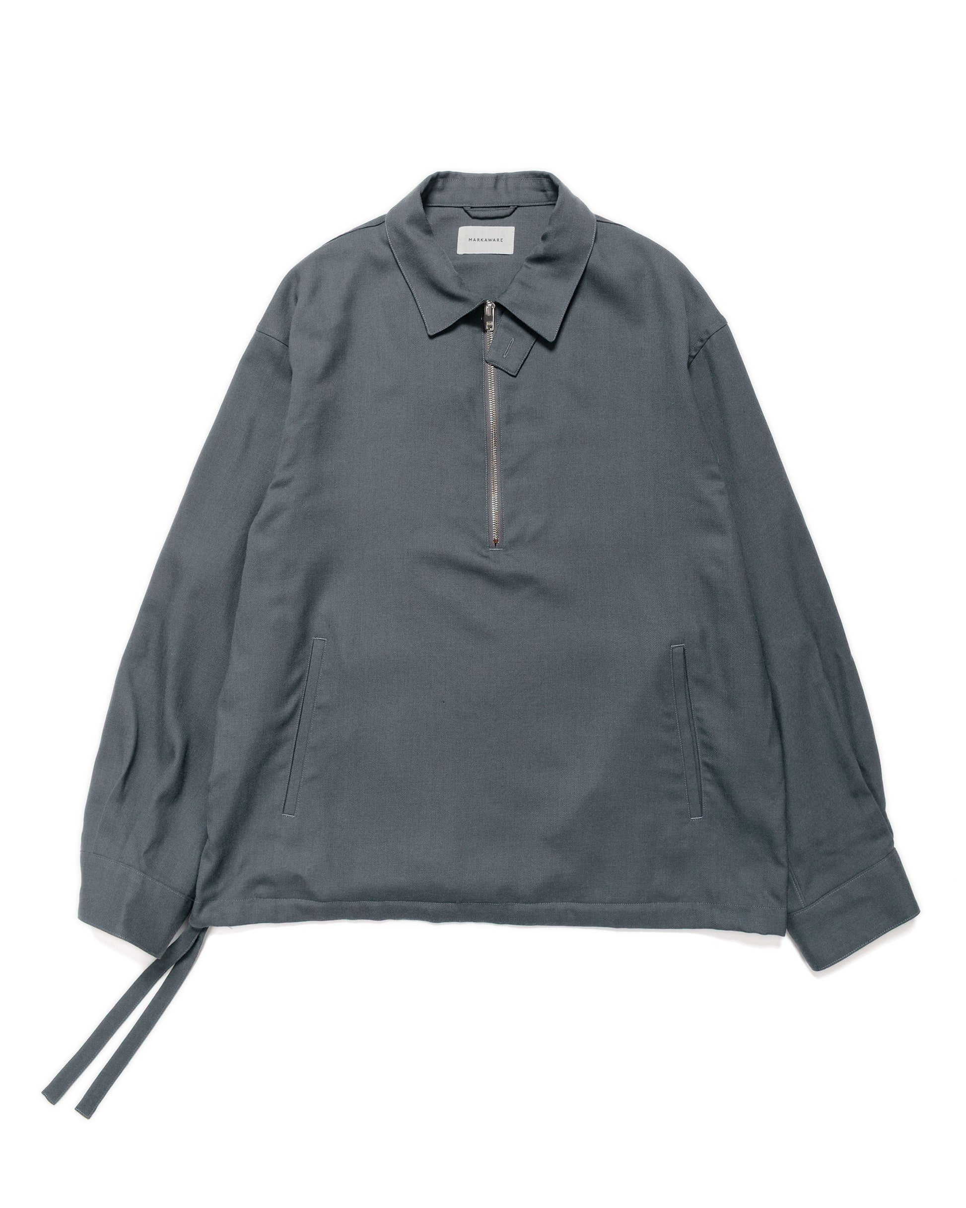 MARKAWARE Half Zip Service Jacket 2/80 Organic Wool Viyella Forest Grey