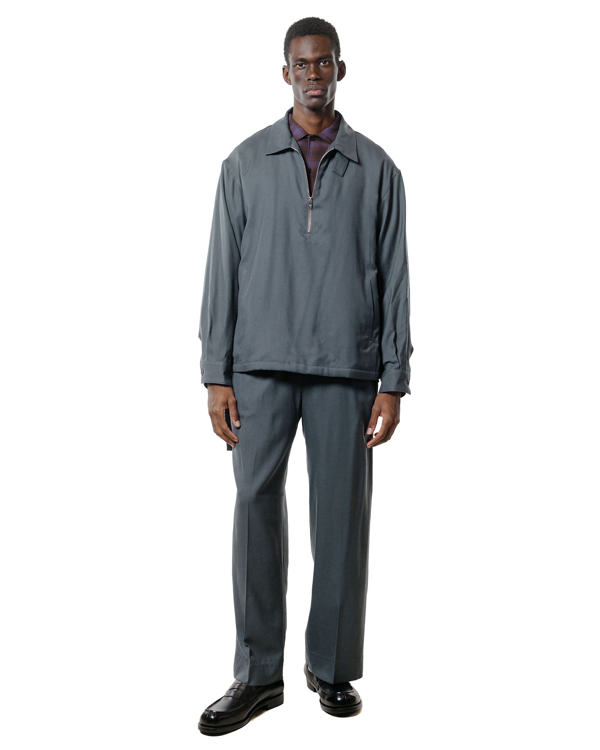 MARKAWARE Half Zip Service Jacket 2/80 Organic Wool Viyella Forest Gre