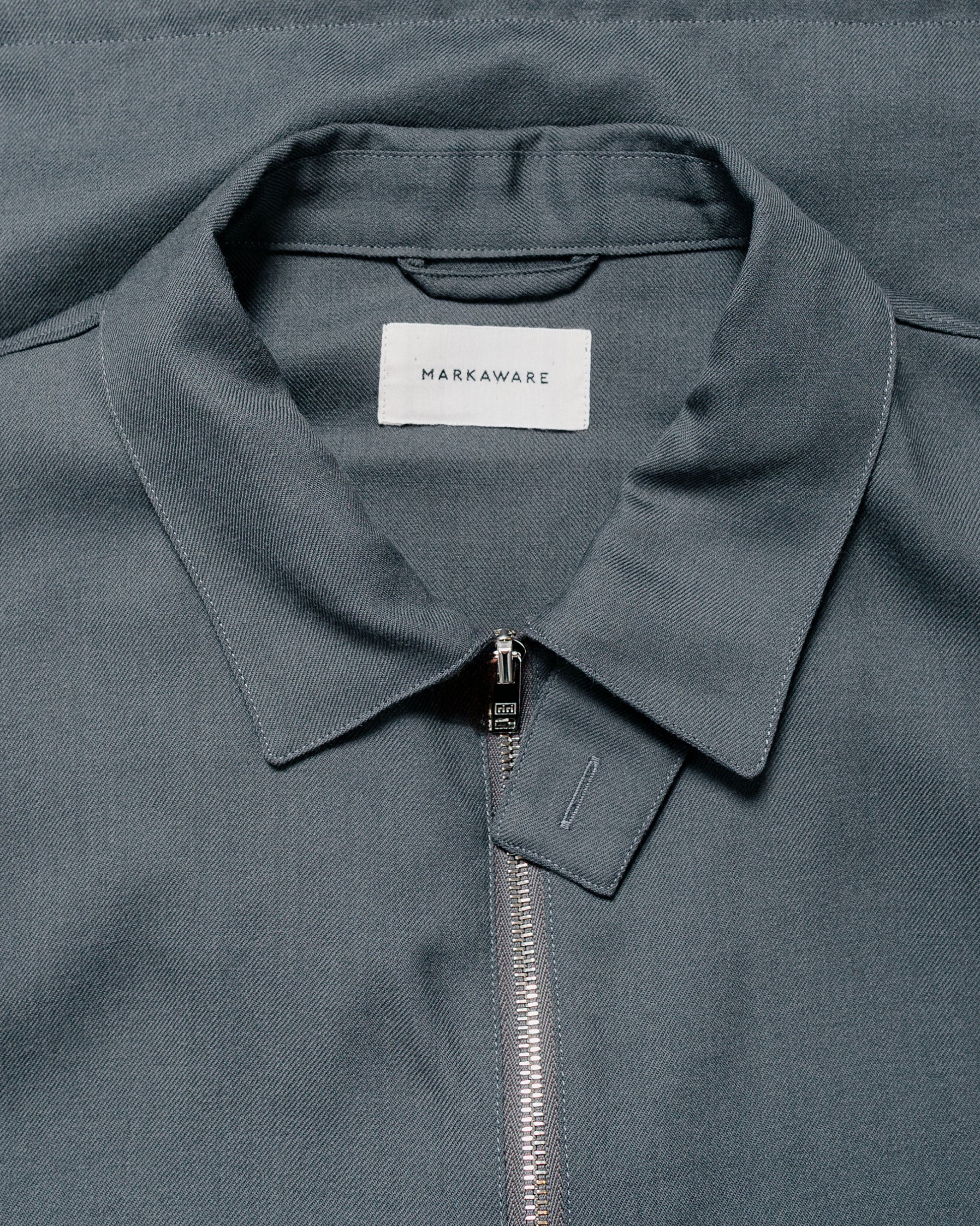 MARKAWARE Half Zip Service Jacket 2/80 Organic Wool Viyella Forest Grey