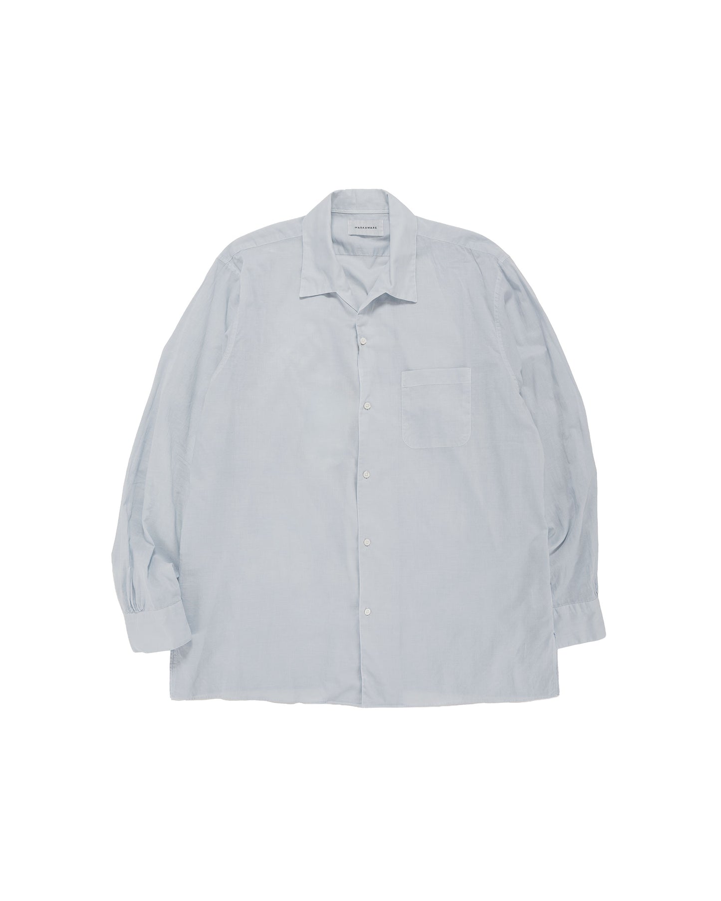 MARKAWARE Italian Open Collar Shirt Organic Cotton 90/1 Lawn Ice