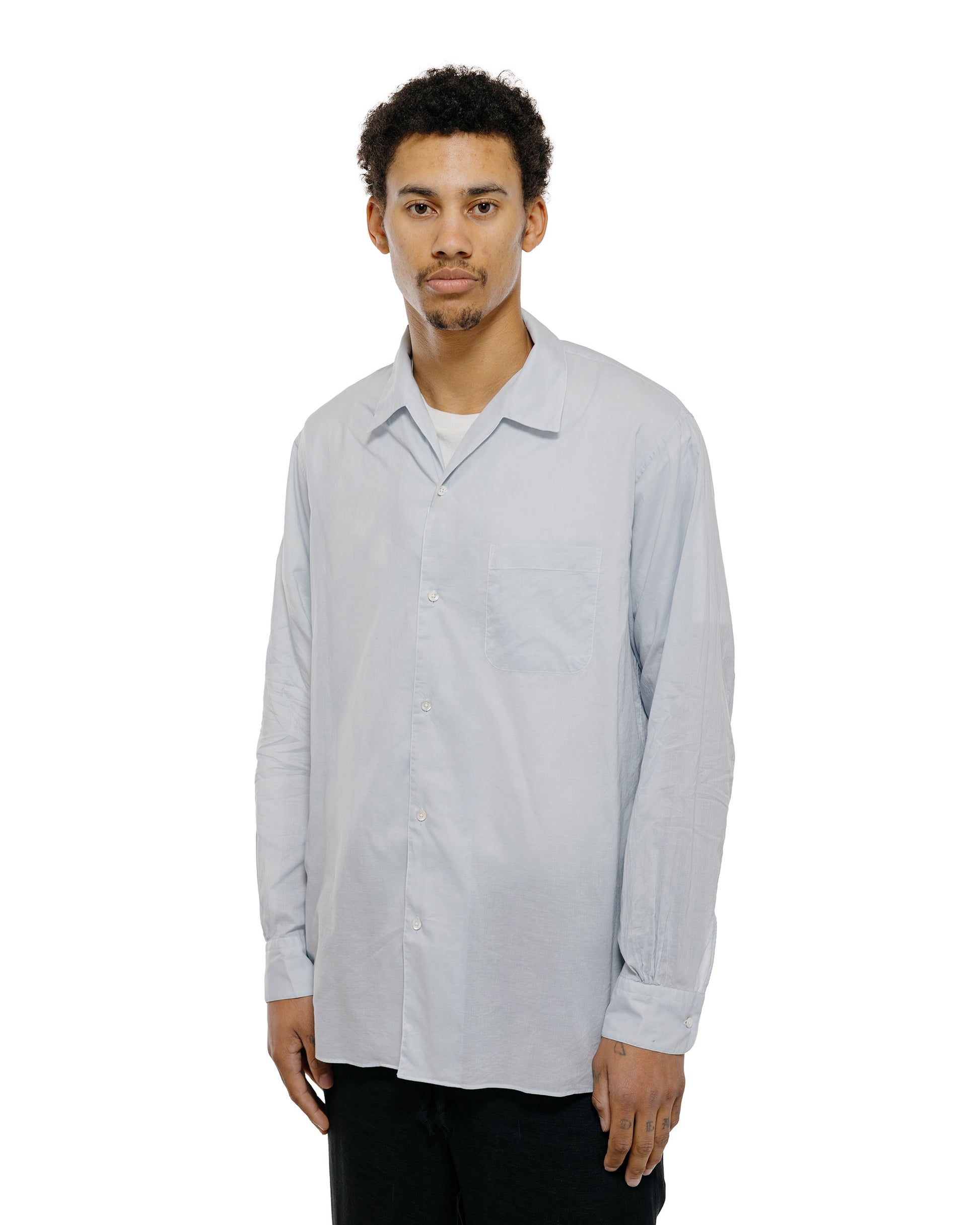 MARKAWARE Italian Open Collar Shirt Organic Cotton 90/1 Lawn Ice