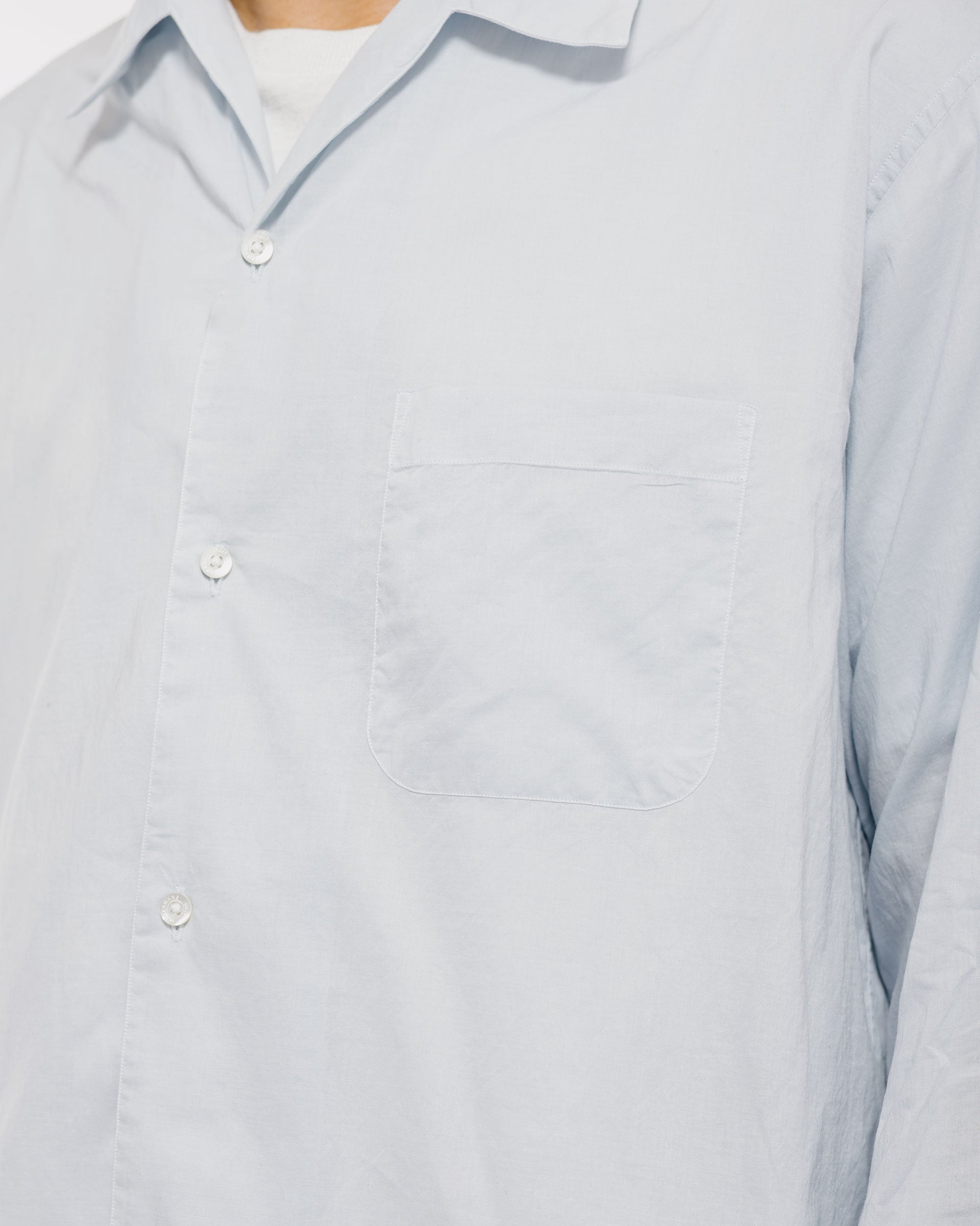 MARKAWARE Italian Open Collar Shirt Organic Cotton 90/1 Lawn Ice