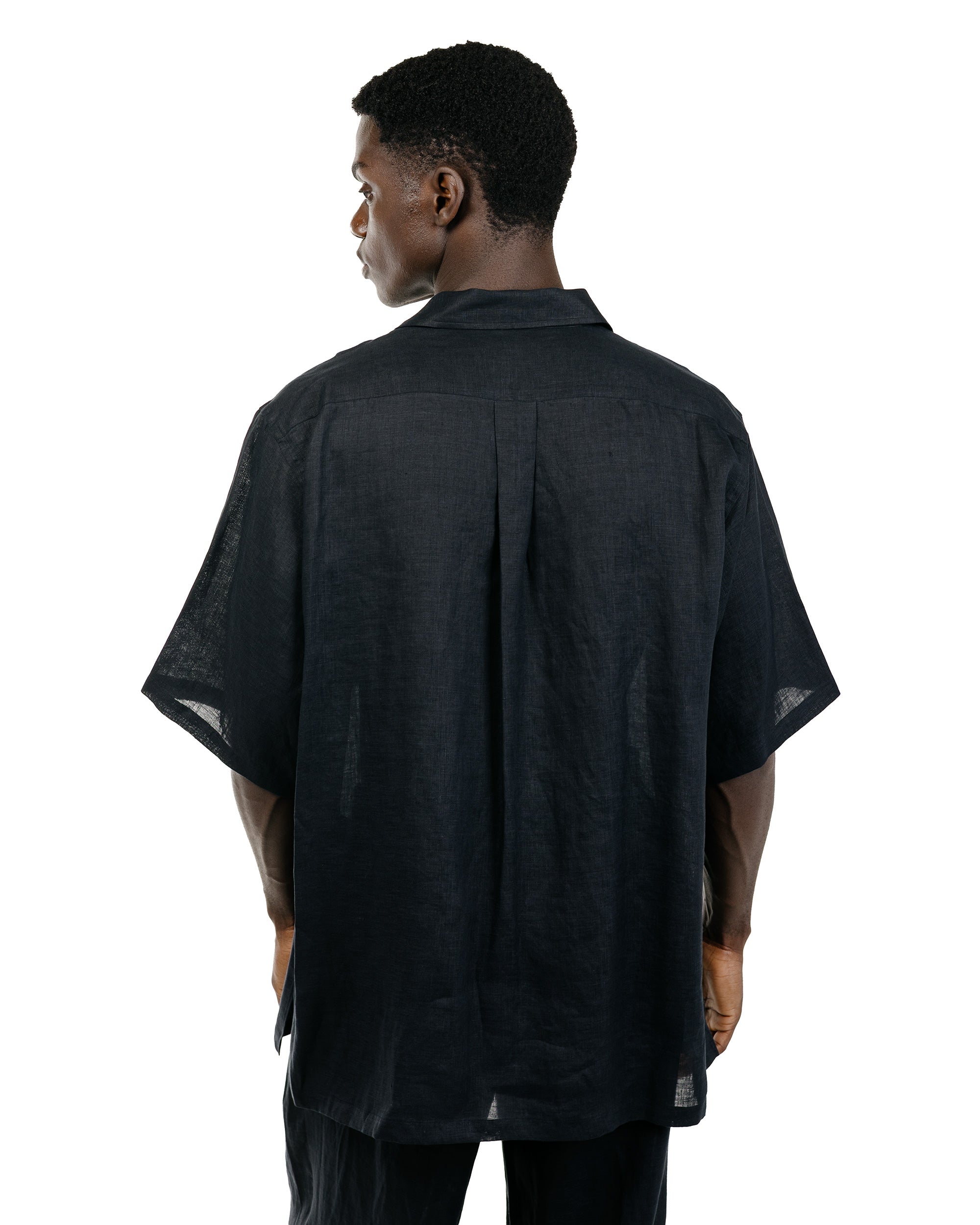 MARKAWARE OPEN COLLAR S/S SHIRT サイズ2 MARKAWARE New Open Collar S/S Shirt Hemp Shirting Black