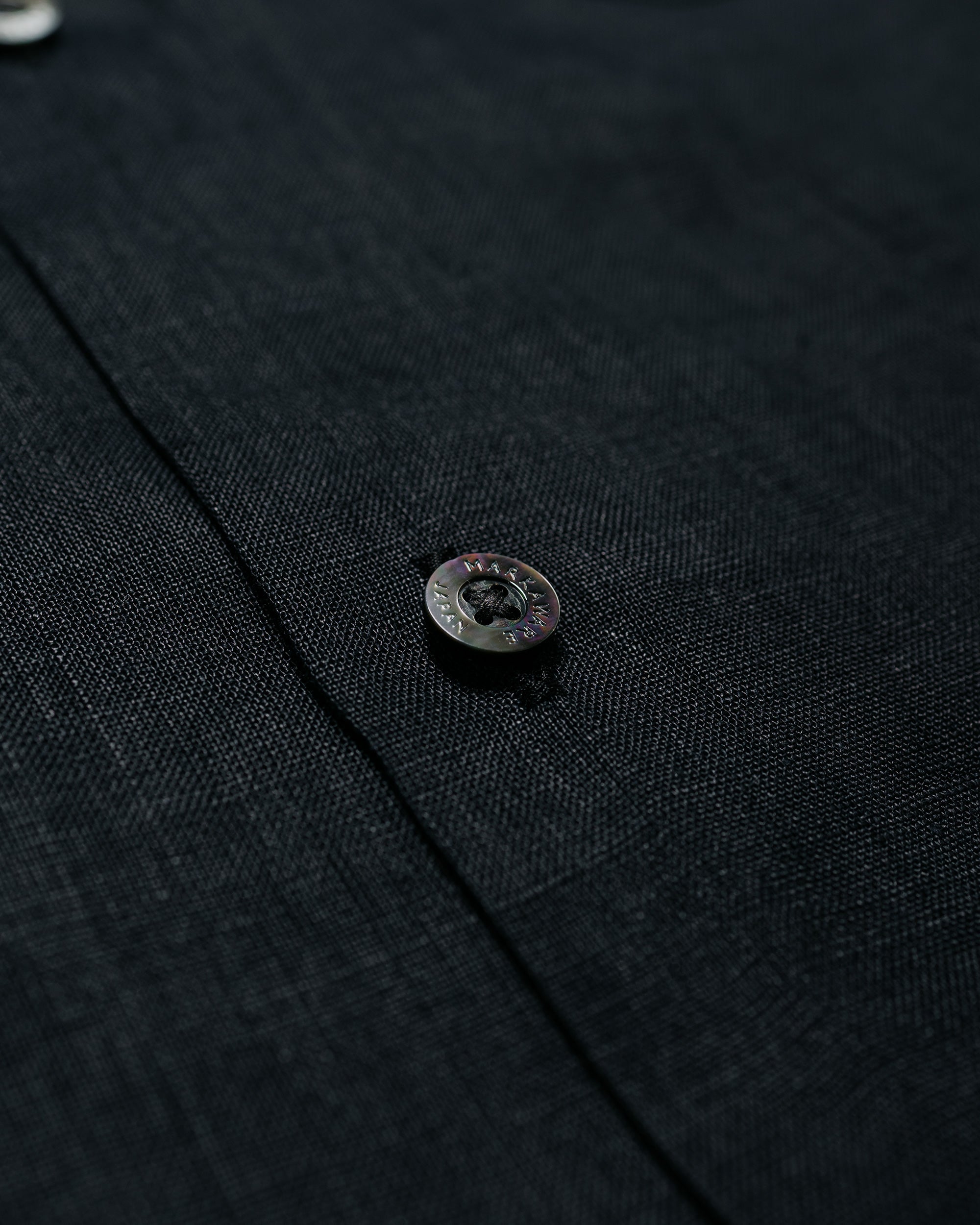 MARKAWARE New Open Collar S/S Shirt Hemp Shirting Black