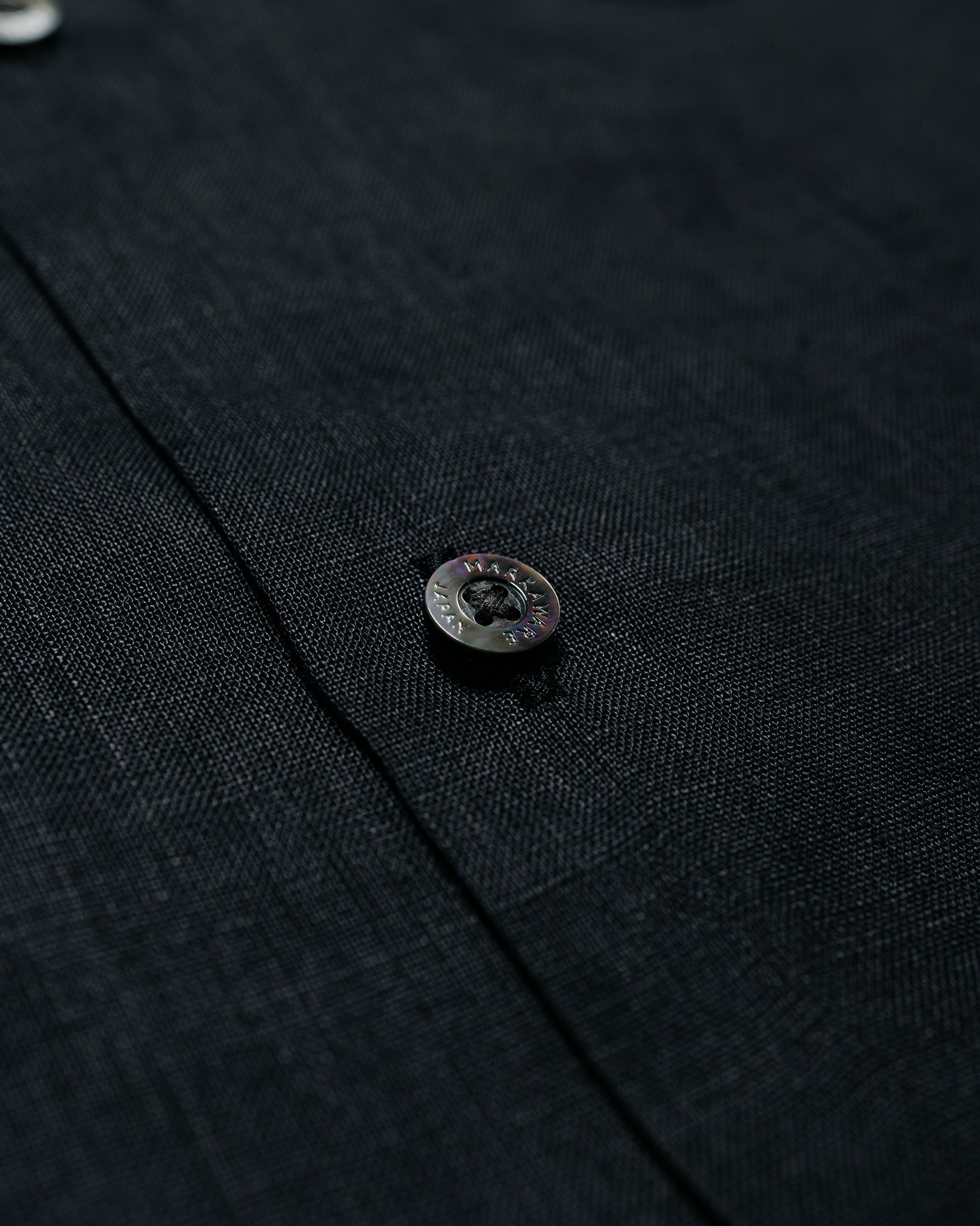 MARKAWARE New Open Collar S/S Shirt Hemp Shirting Black
