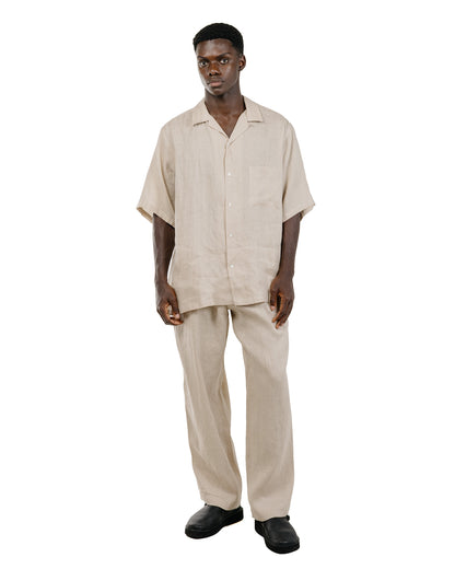 MARKAWARE New Open Collar S/S Shirt Hemp Shirting Taupe