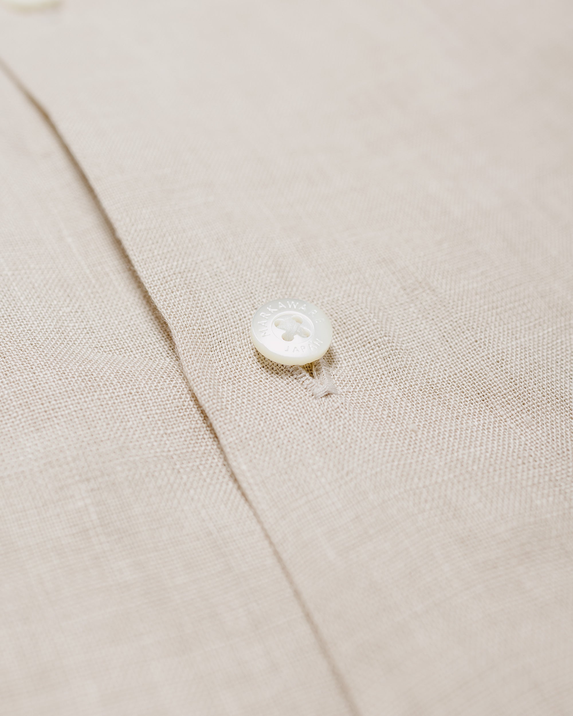 MARKAWARE New Open Collar S/S Shirt Hemp Shirting Taupe