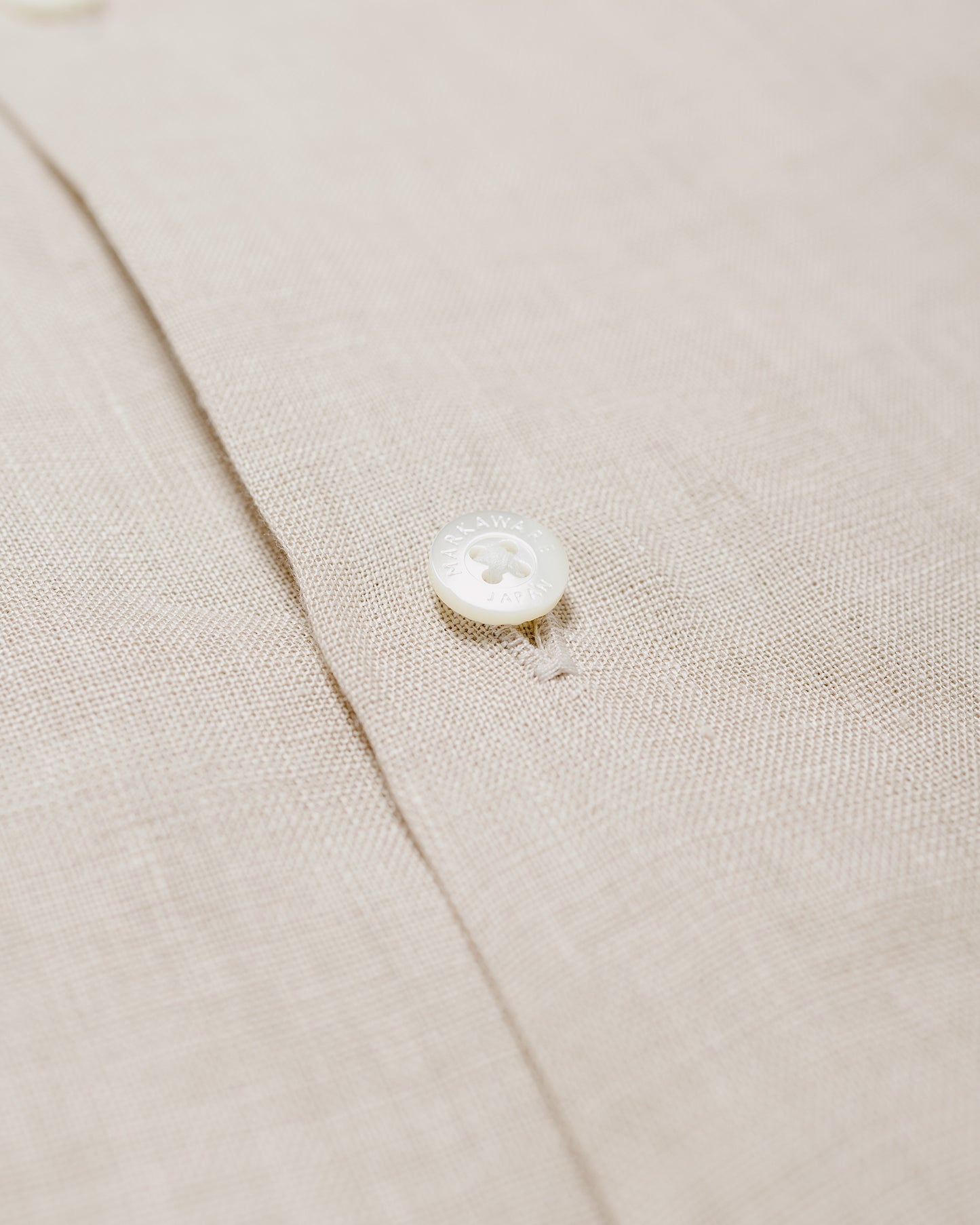 MARKAWARE New Open Collar S/S Shirt Hemp Shirting Taupe