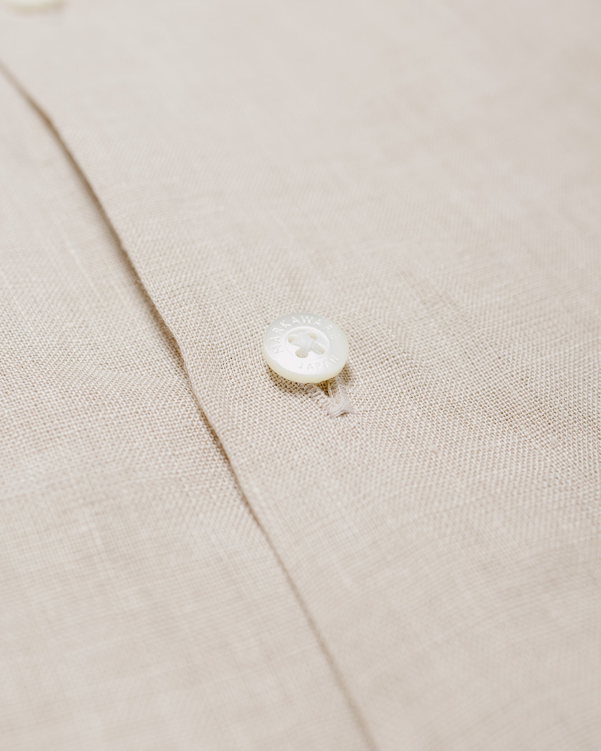 MARKAWARE New Open Collar S/S Shirt Hemp Shirting Taupe