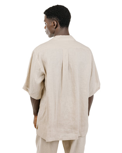 MARKAWARE New Open Collar S/S Shirt Hemp Shirting Taupe