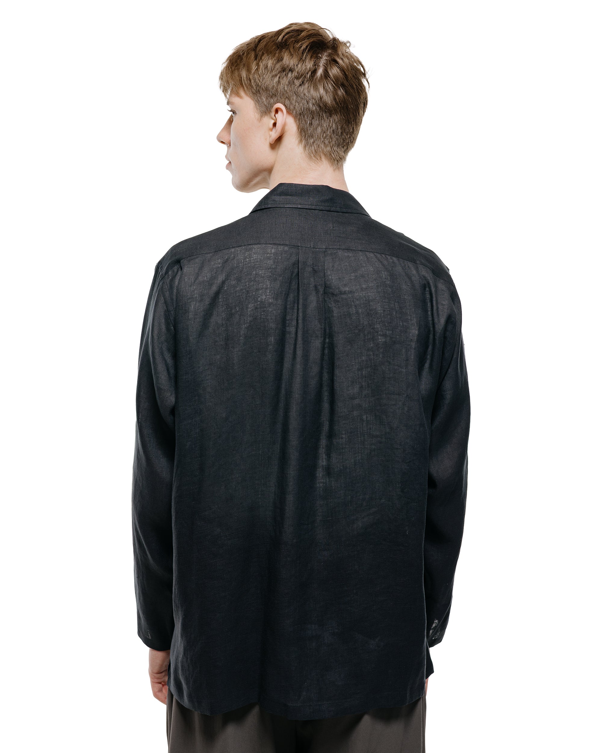 MARKAWARE オープンカラーシャツ ヘンプシャーティング ブラック