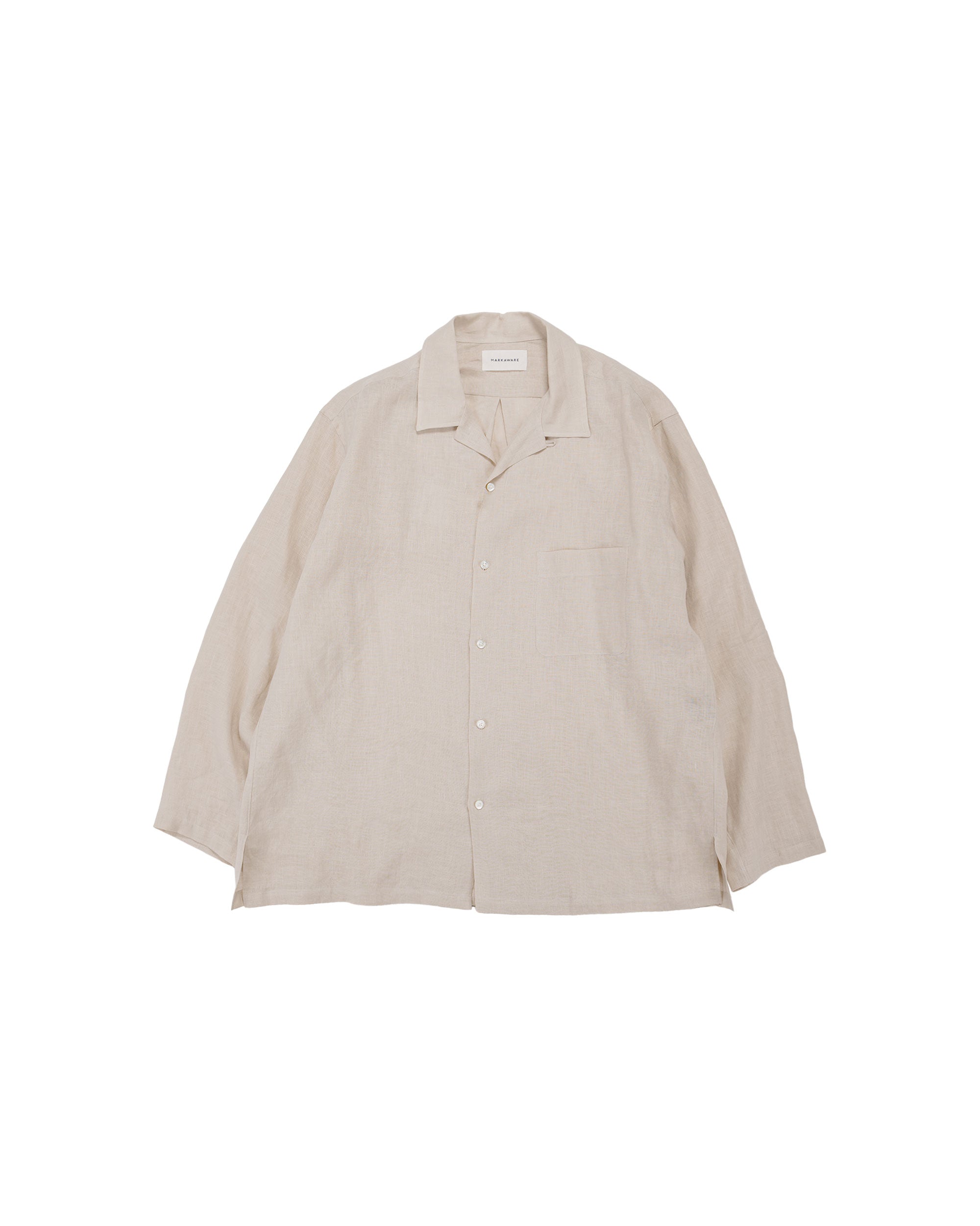 トップス markaware OPEN COLLAR SHIRT HEMP MARKAWARE Open Collar Shirt Hemp Shirting Taupe