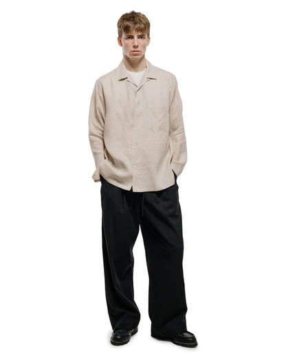 MARKAWARE Open Collar Shirt Hemp Shirting Taupe