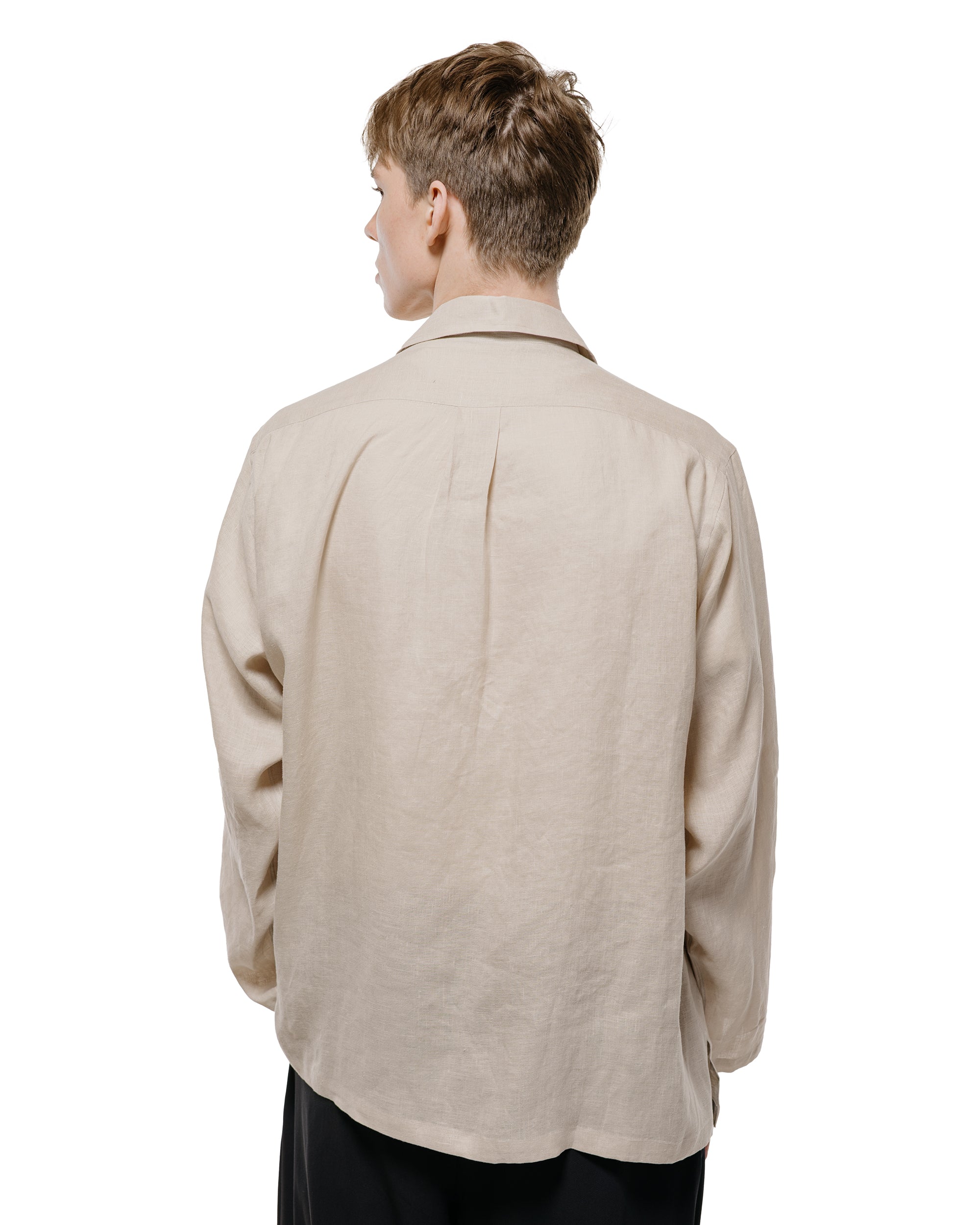 MARKAWARE Open Collar Shirt Hemp Shirting Taupe