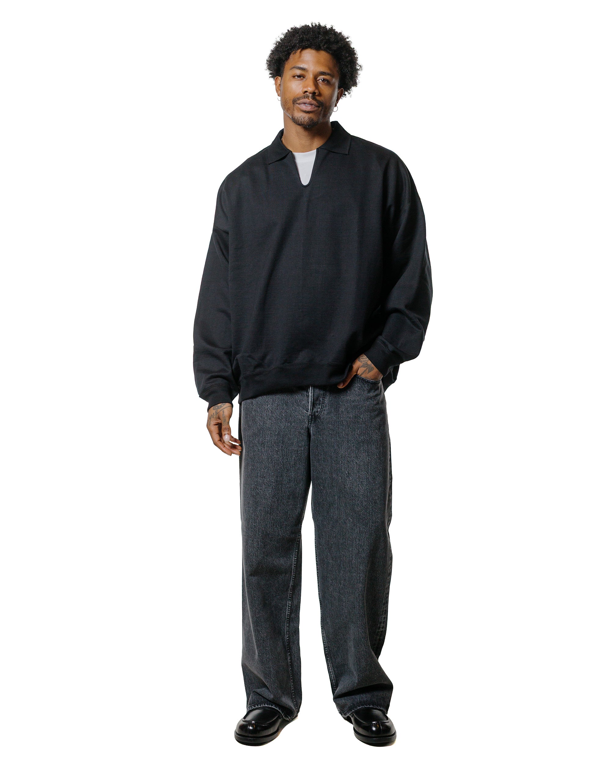 MARKAWARE Organic Cotton Heavy Fleece Skipper Huge Sweat Black