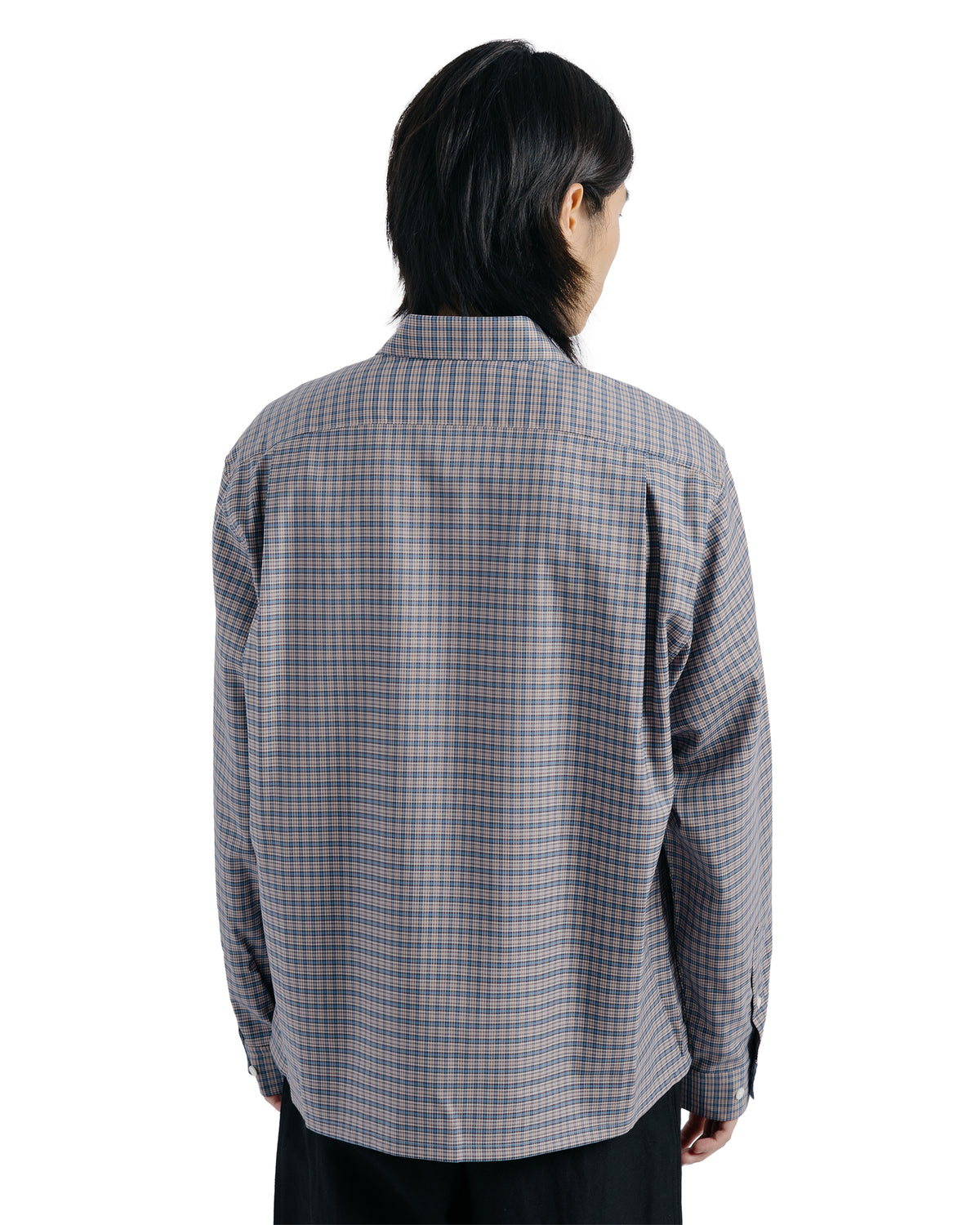 MARKAWARE Square Shirt Super 160s Shrink-Resistant Wool Oxford Brown Check