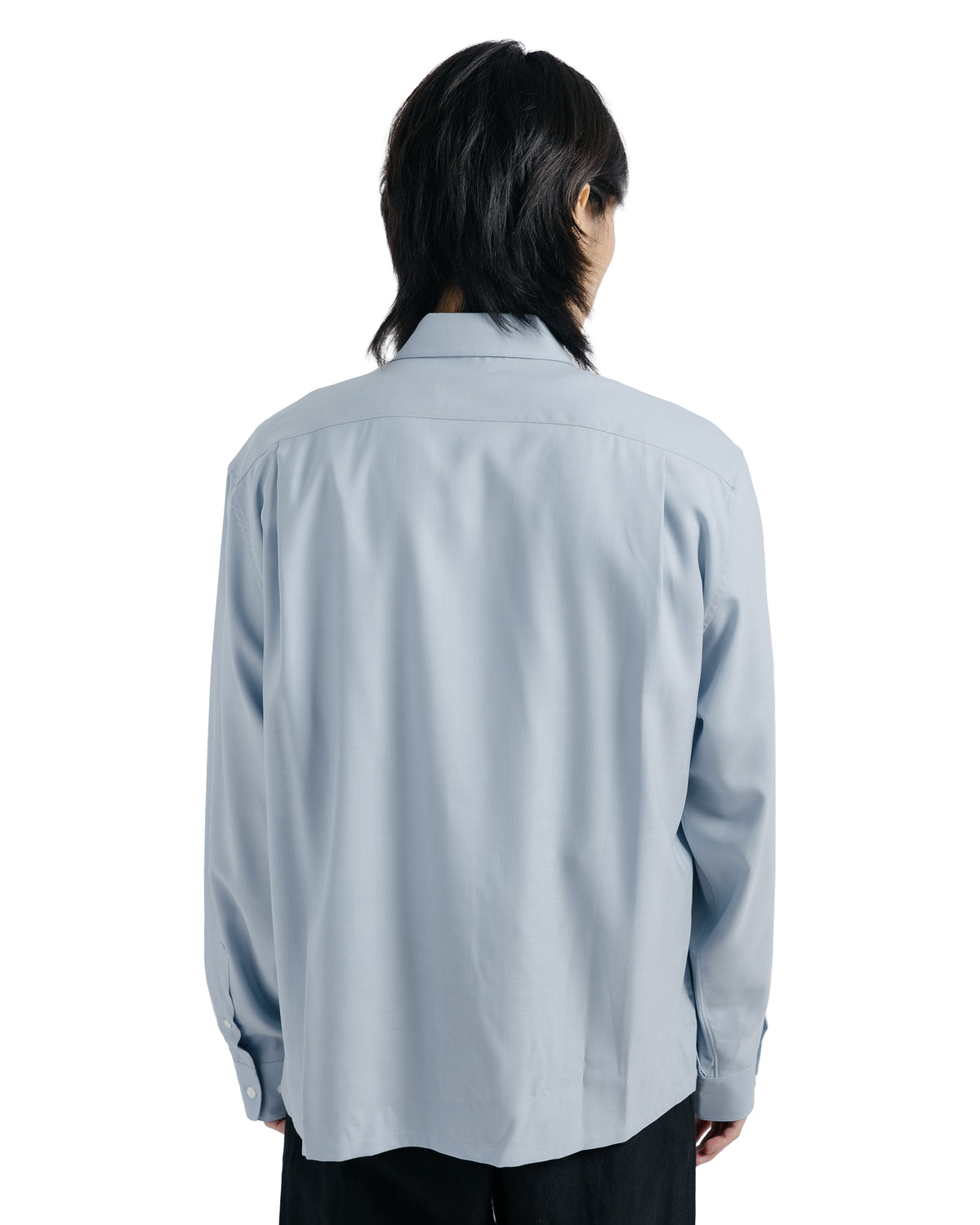 MARKAWARE Square Shirt Super 160s Shrink-Resistant Wool Oxford Saxe