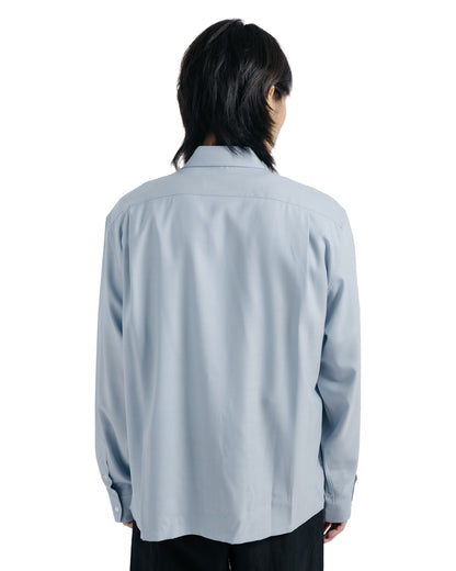 MARKAWARE Square Shirt Super 160s Shrink-Resistant Wool Oxford Saxe