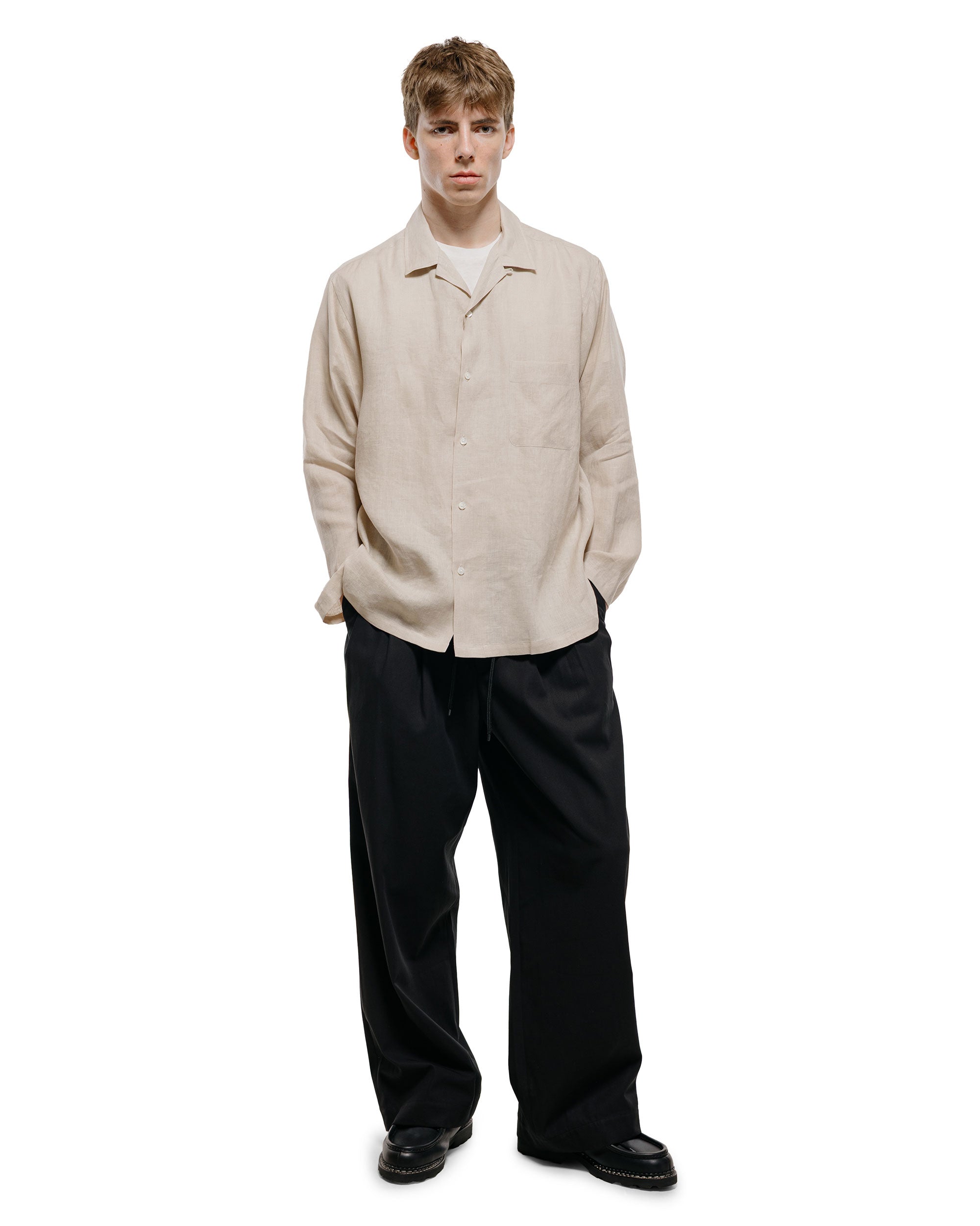 MARKAWARE Triple Pleated Easy Trousers Organic Cotton Voile Yarn Twill