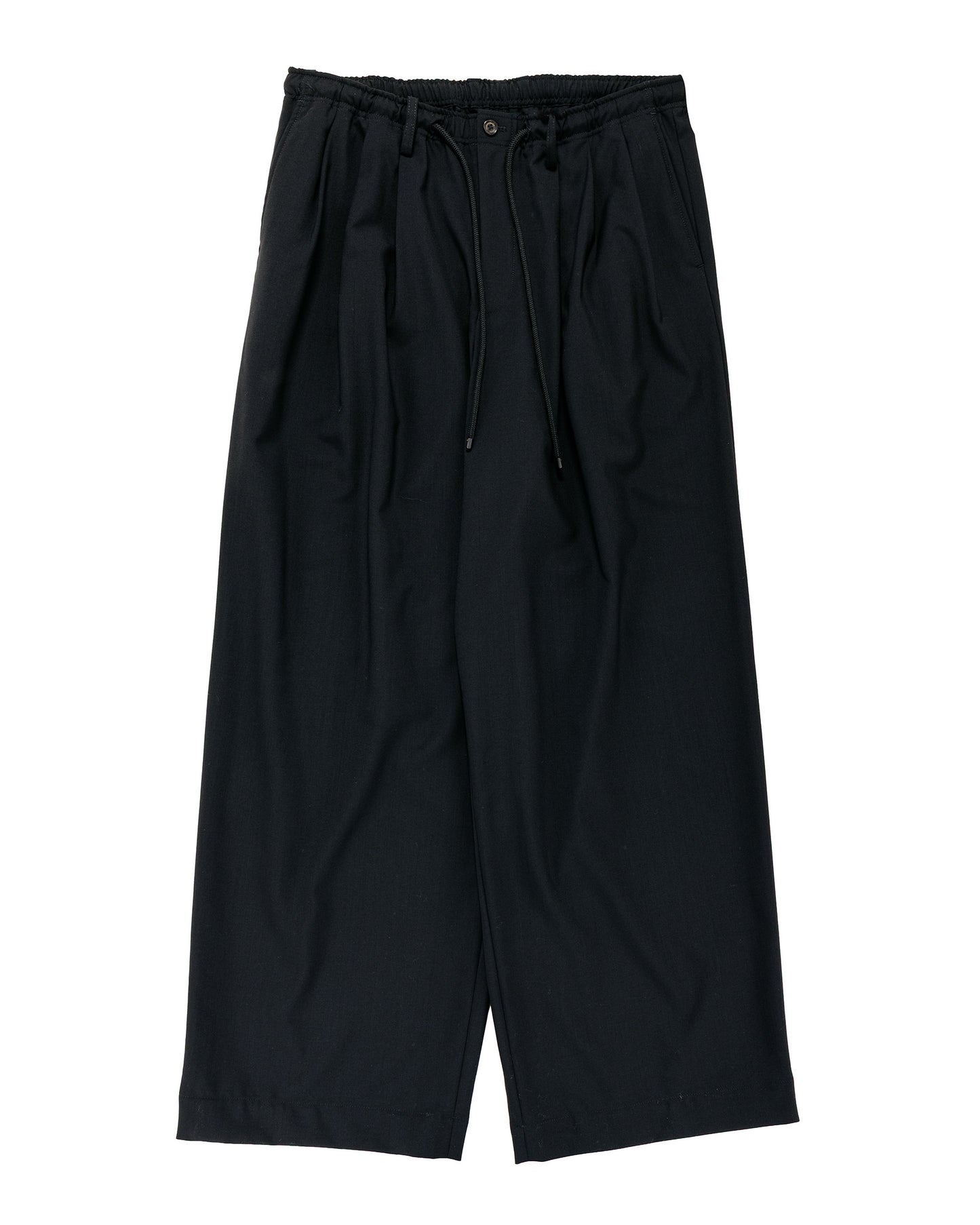 MARKAWARE Triple Pleated Easy Trousers Organic Wool 2/80 Tropical Black