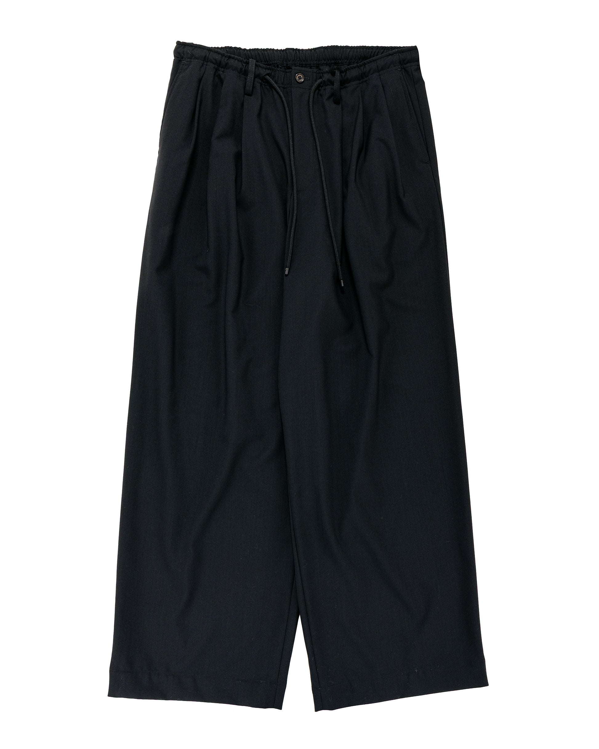 MARKAWARE Triple Pleated Easy Trousers Organic Wool 2/80 Tropical Black