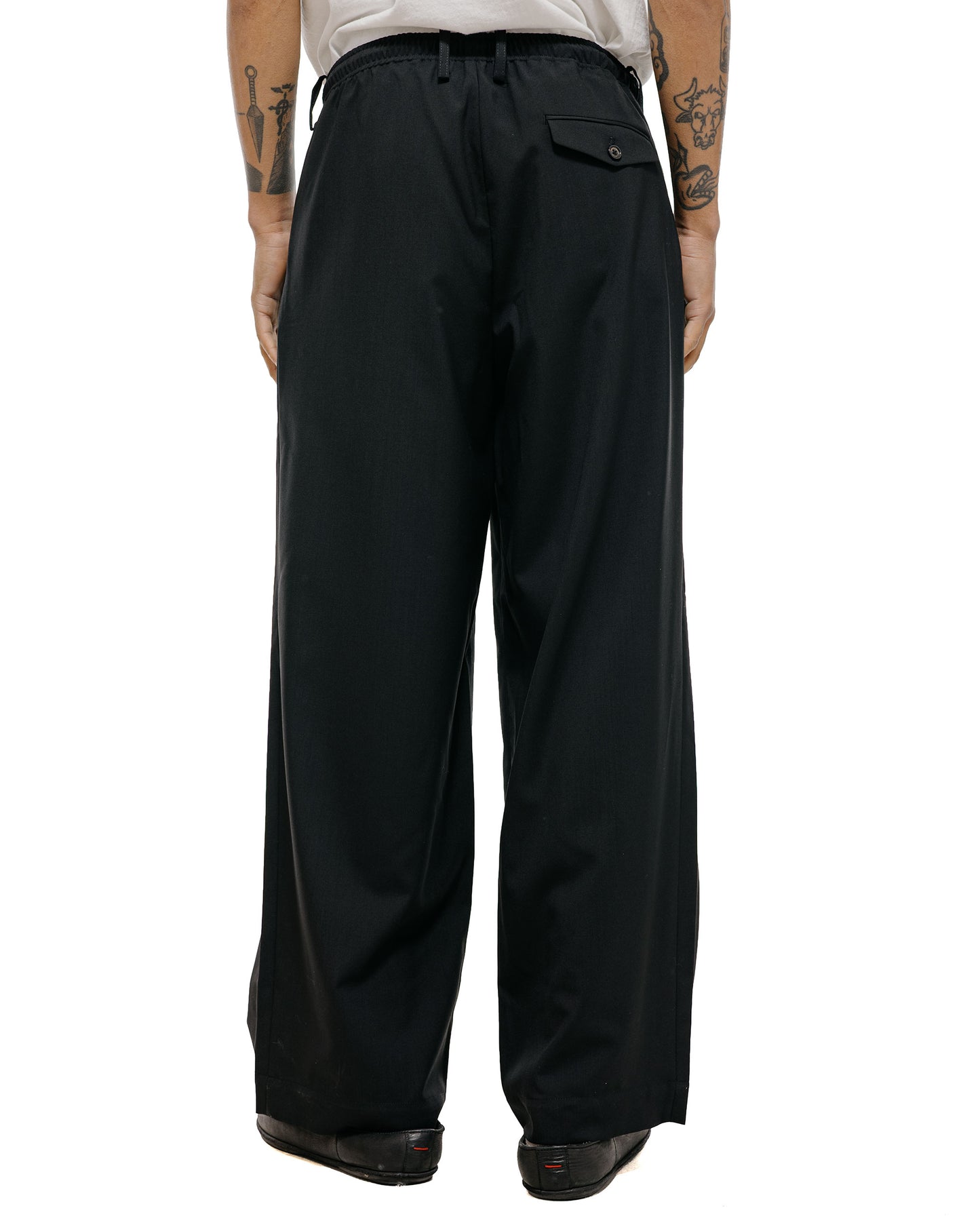 MARKAWARE Triple Pleated Easy Trousers Organic Wool 2/80 Tropical Black