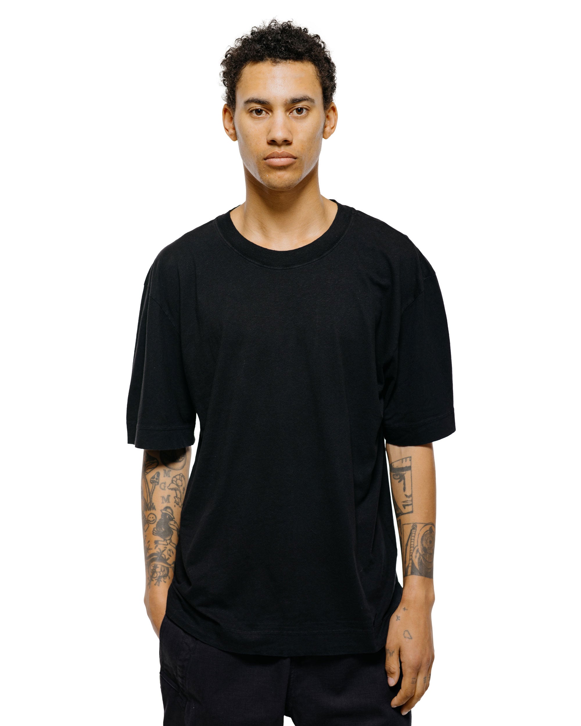 MHL Simple T-Shirt Organic Cotton Linen Jersey Black