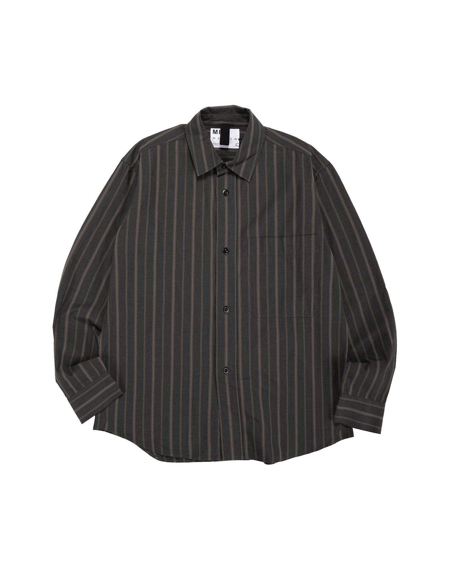 MHL Basic Shirt Bold Stripe Cotton Off Black/Khaki