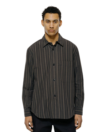 MHL Basic Shirt Bold Stripe Cotton Off Black/Khaki