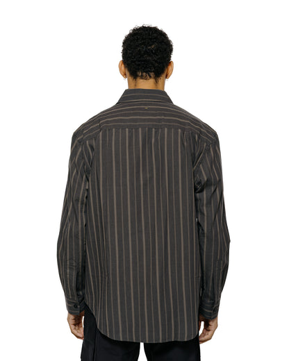 MHL Basic Shirt Bold Stripe Cotton Off Black/Khaki