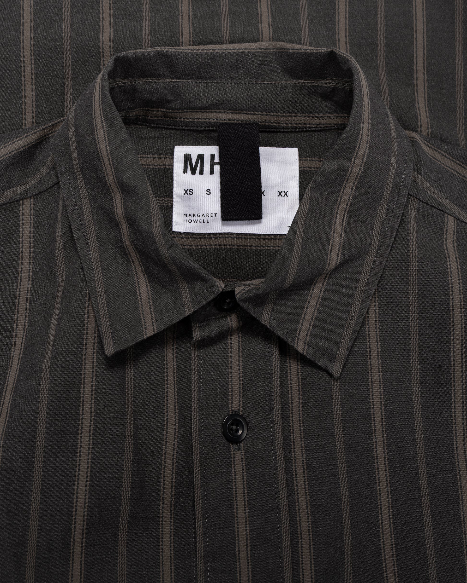 MHL Basic Shirt Bold Stripe Cotton Off Black/Khaki
