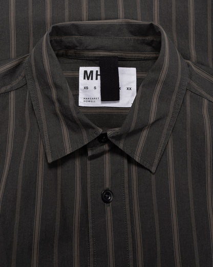 MHL Basic Shirt Bold Stripe Cotton Off Black/Khaki