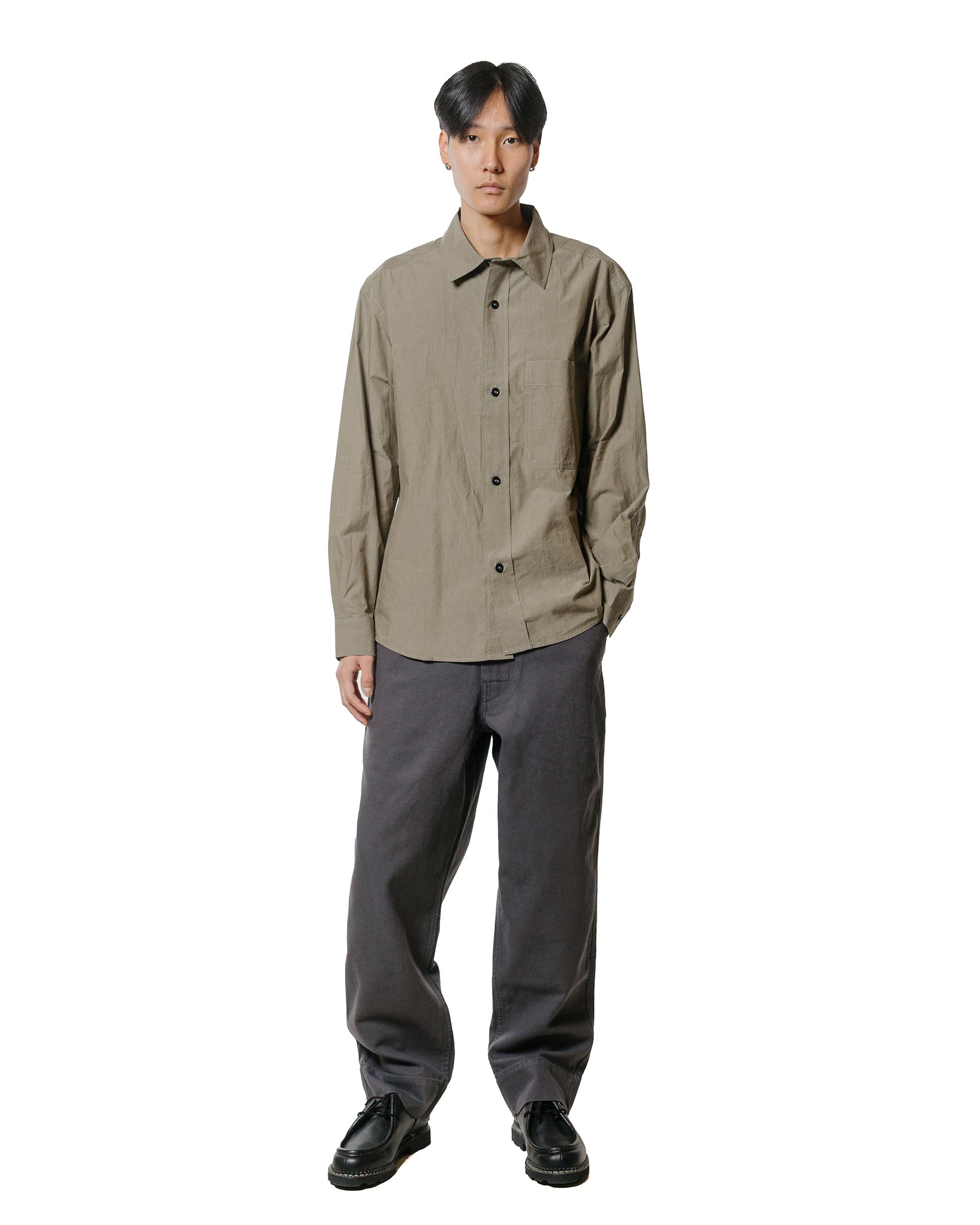 MHL Basic Shirt Brushed Cotton Chambray Khaki Green