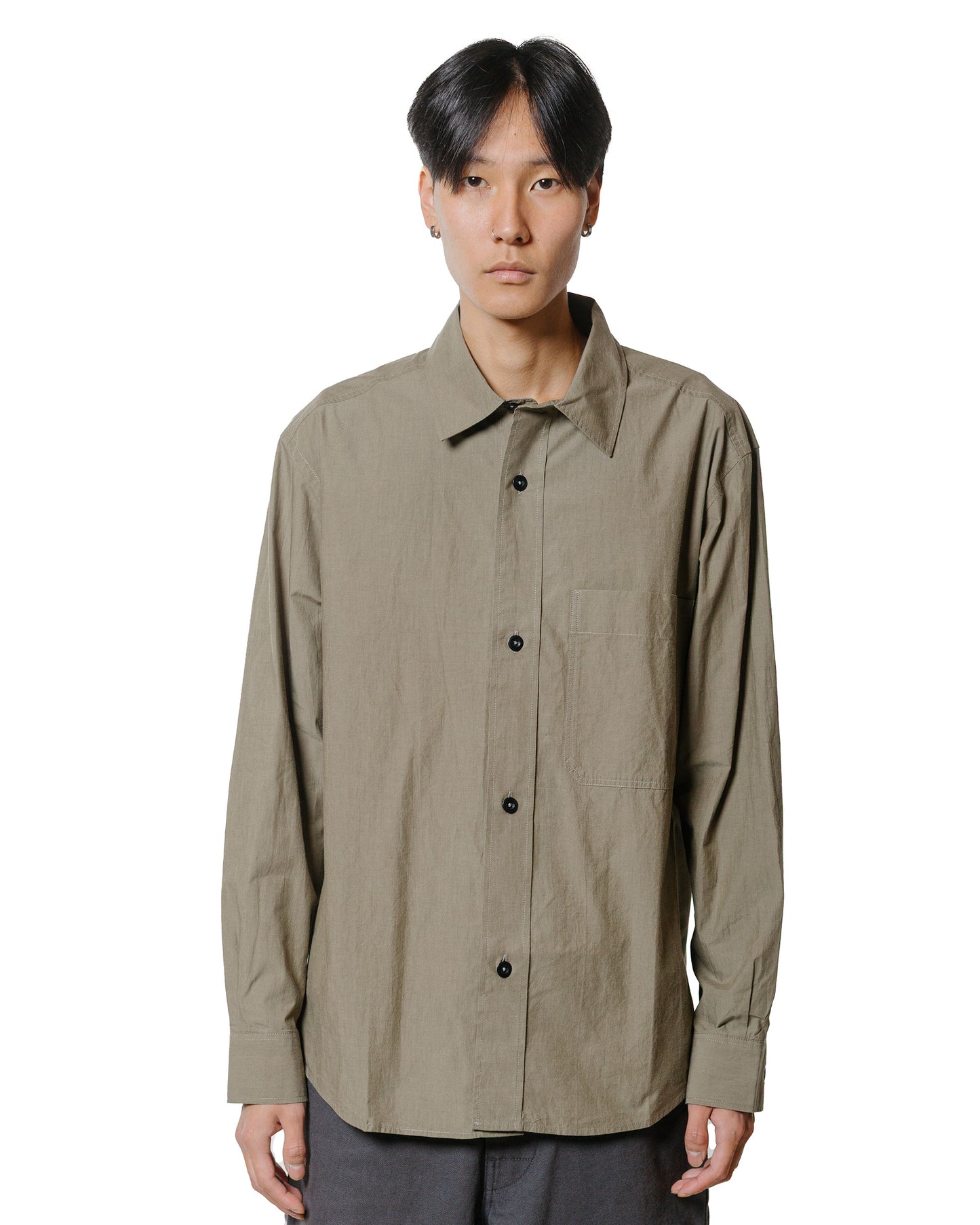 MHL Basic Shirt Brushed Cotton Chambray Khaki Green