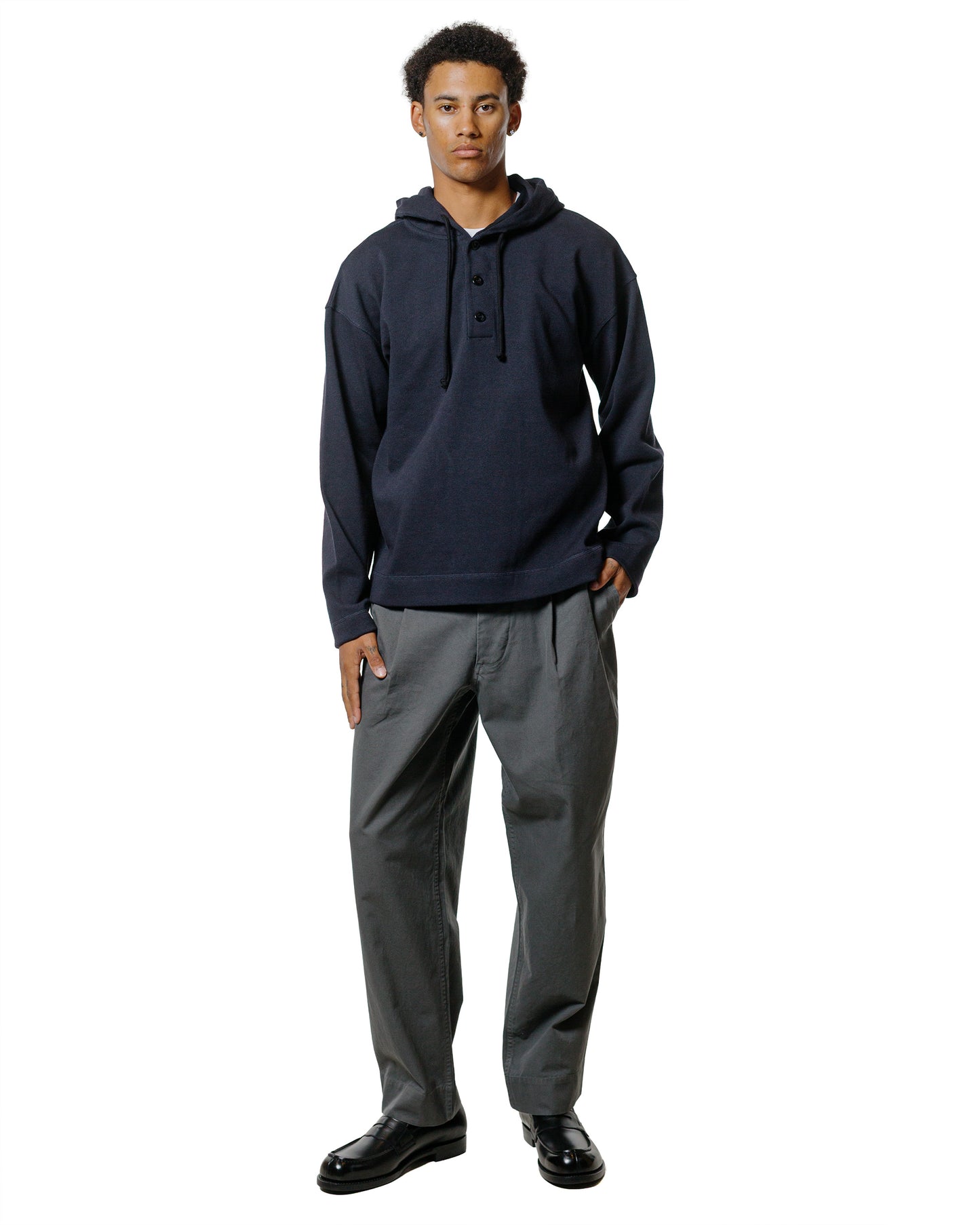 MHL Button Hoodie Open End Jersey Ink