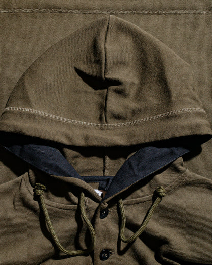 MHL Button Hoodie Open End Jersey Seaweed