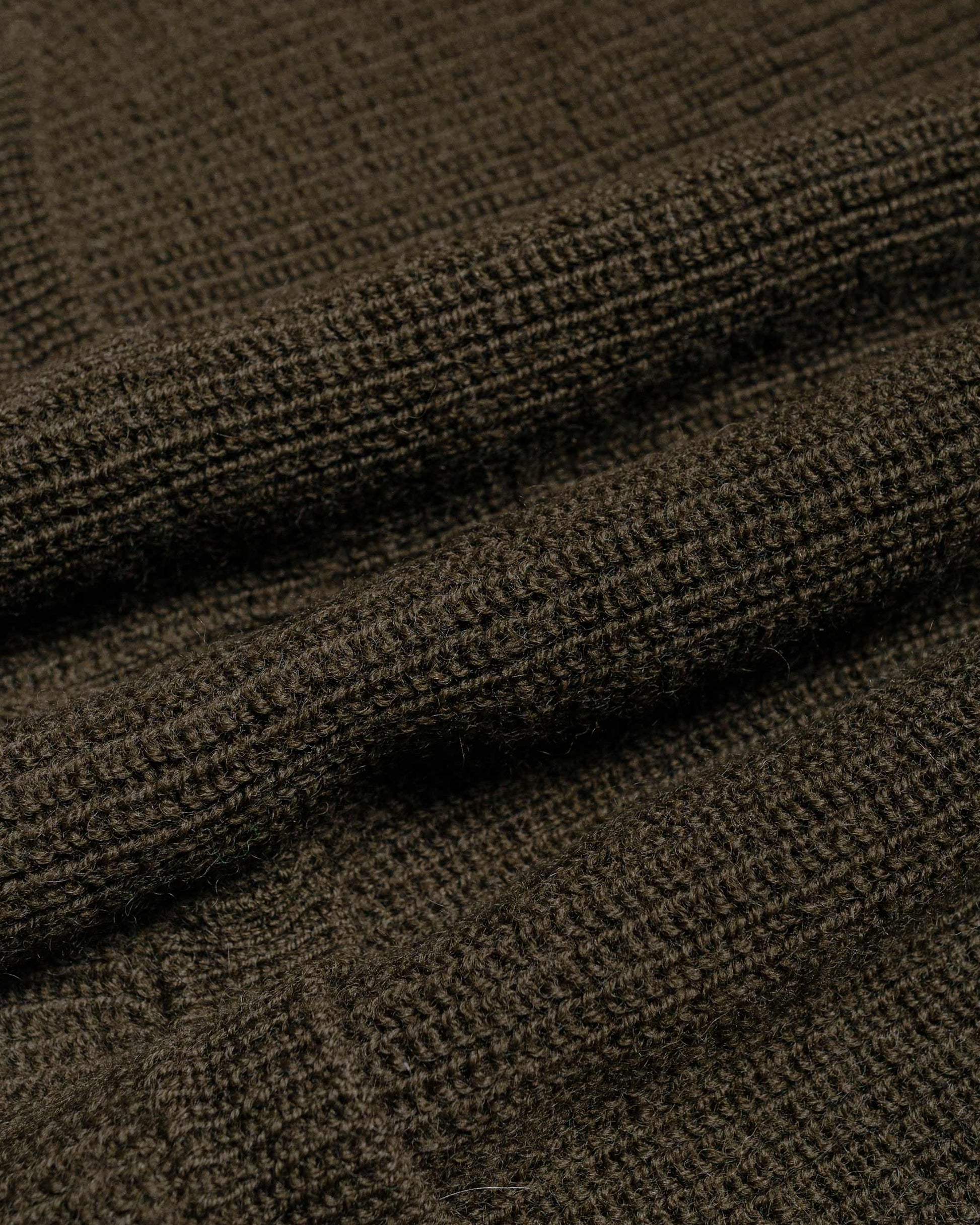 MHL Collared Cardigan Virgin Wool Dark Olive fabric