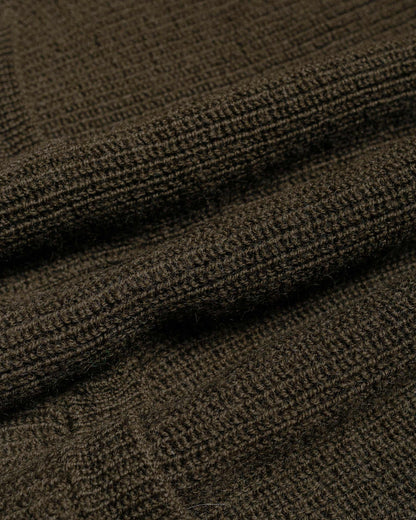 MHL Collared Cardigan Virgin Wool Dark Olive fabric