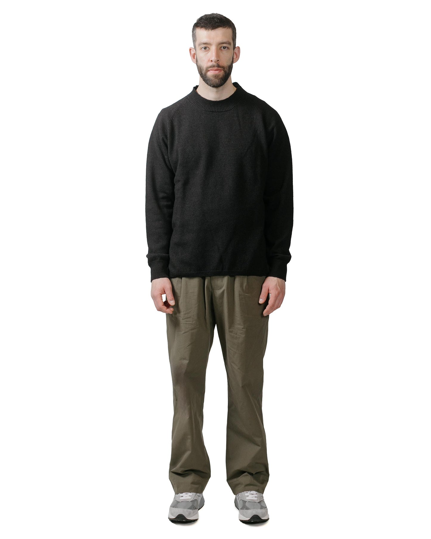 MHL Crew Neck Wool Cotton Carbon model full