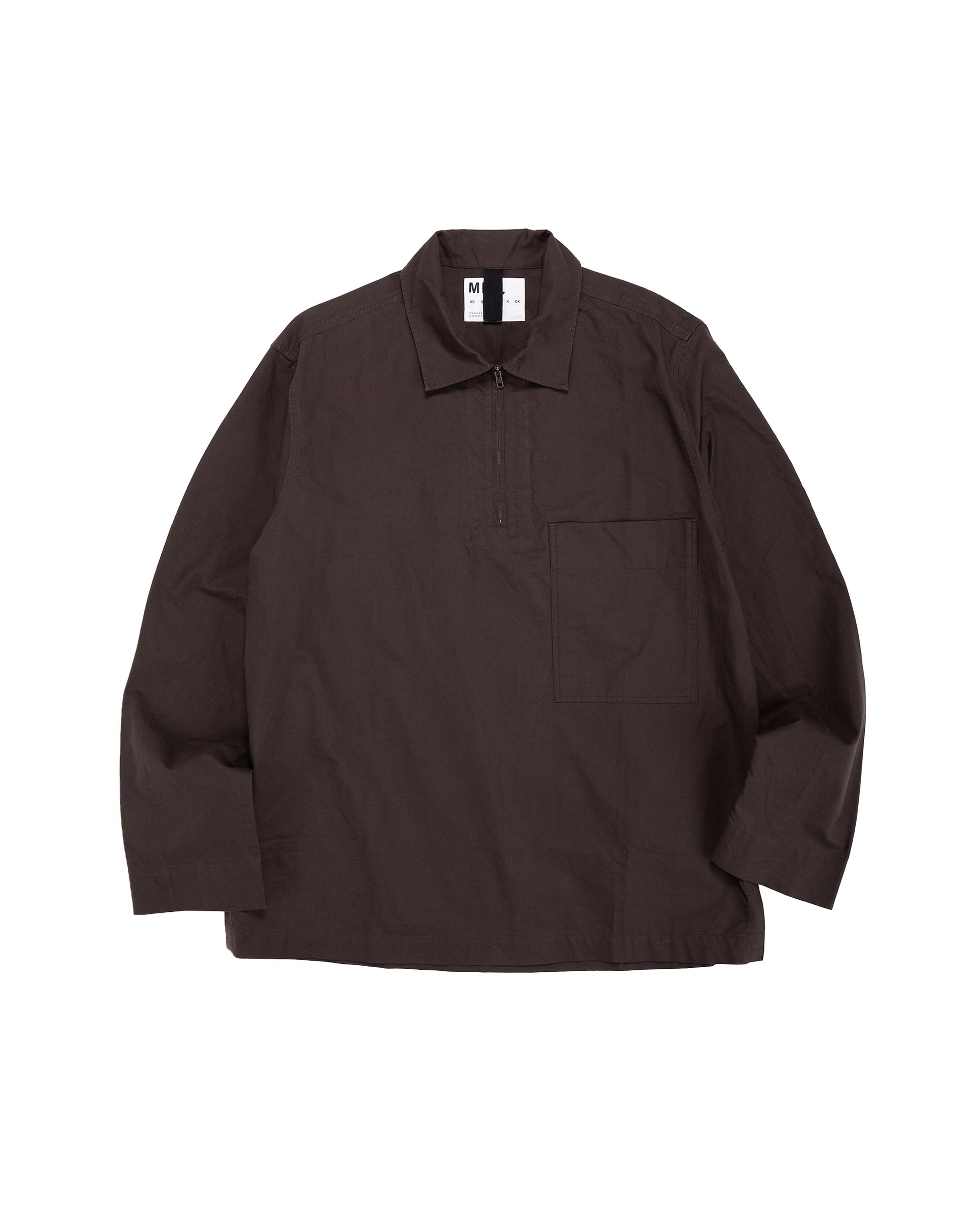 MHL Long Sleeve Half Zip Shirt Cotton Canvas Shirting Earth