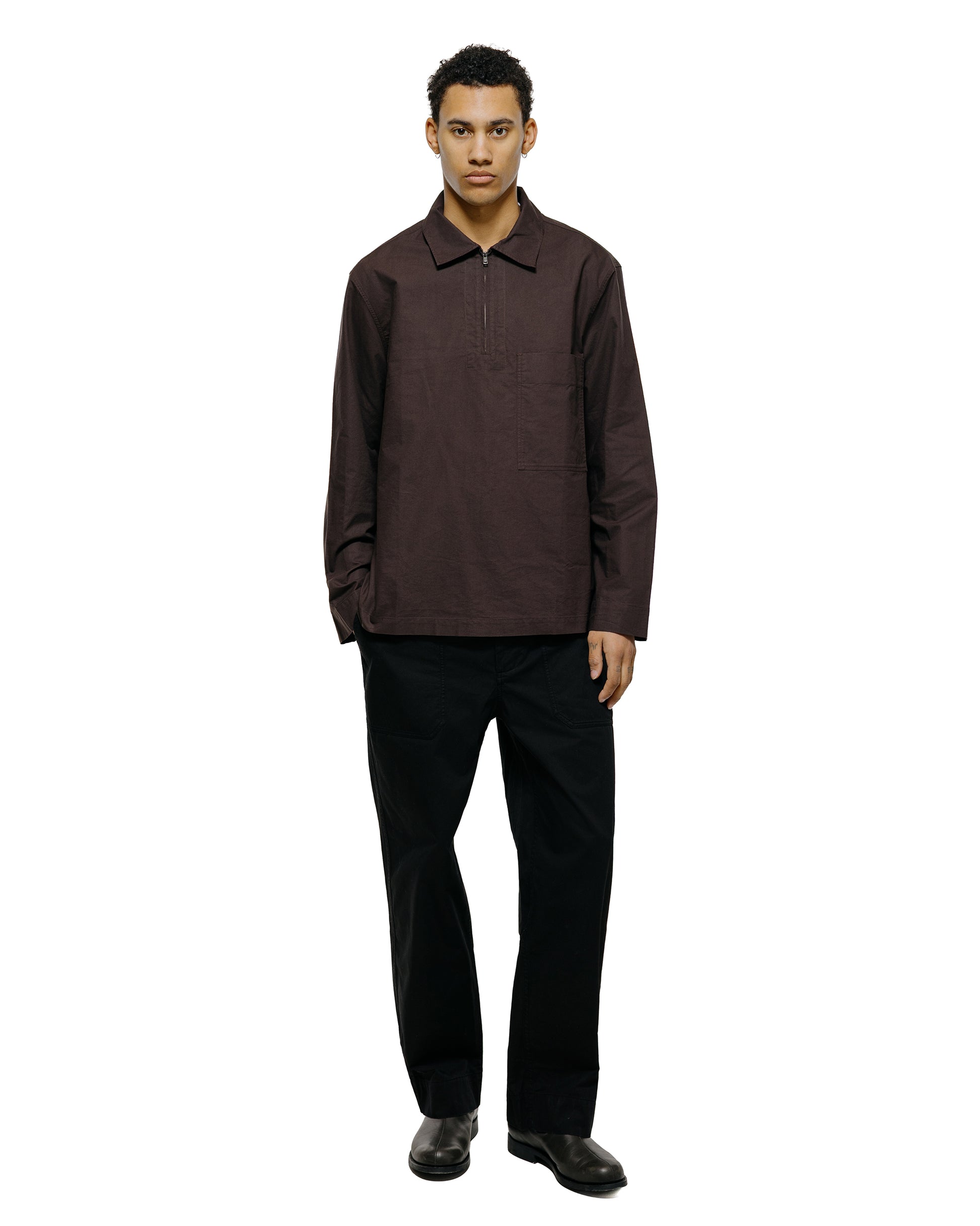 MHL Long Sleeve Half Zip Shirt Cotton Canvas Shirting Earth