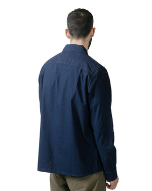 MHL Overall Shirt Indigo Cotton Plainweave Indigo model back