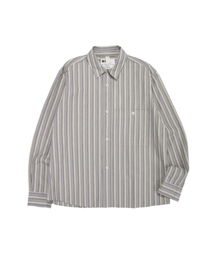 MHL Overall Shirt Pyjama Stripe Cotton Off White/Grey/Zest