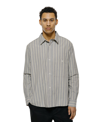 MHL Overall Shirt Pyjama Stripe Cotton Off White/Grey/Zest