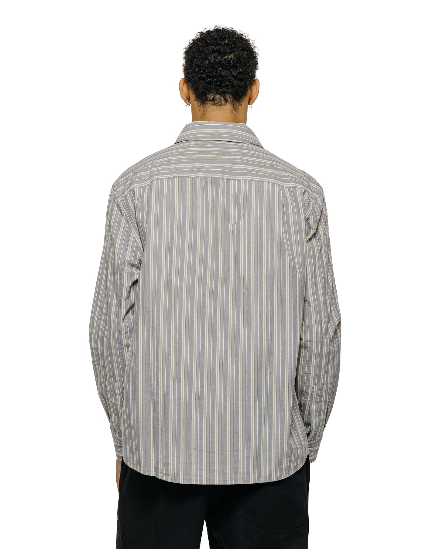 MHL Overall Shirt Pyjama Stripe Cotton Off White/Grey/Zest