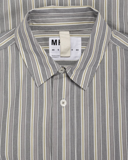 MHL Overall Shirt Pyjama Stripe Cotton Off White/Grey/Zest