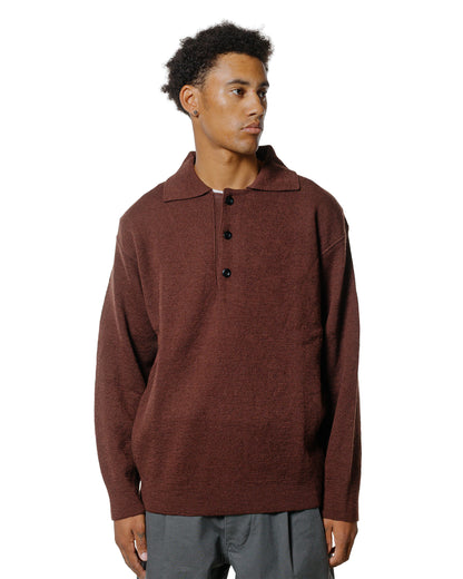 MHL Oversized Knitted Polo Dry Wool Dark Brown