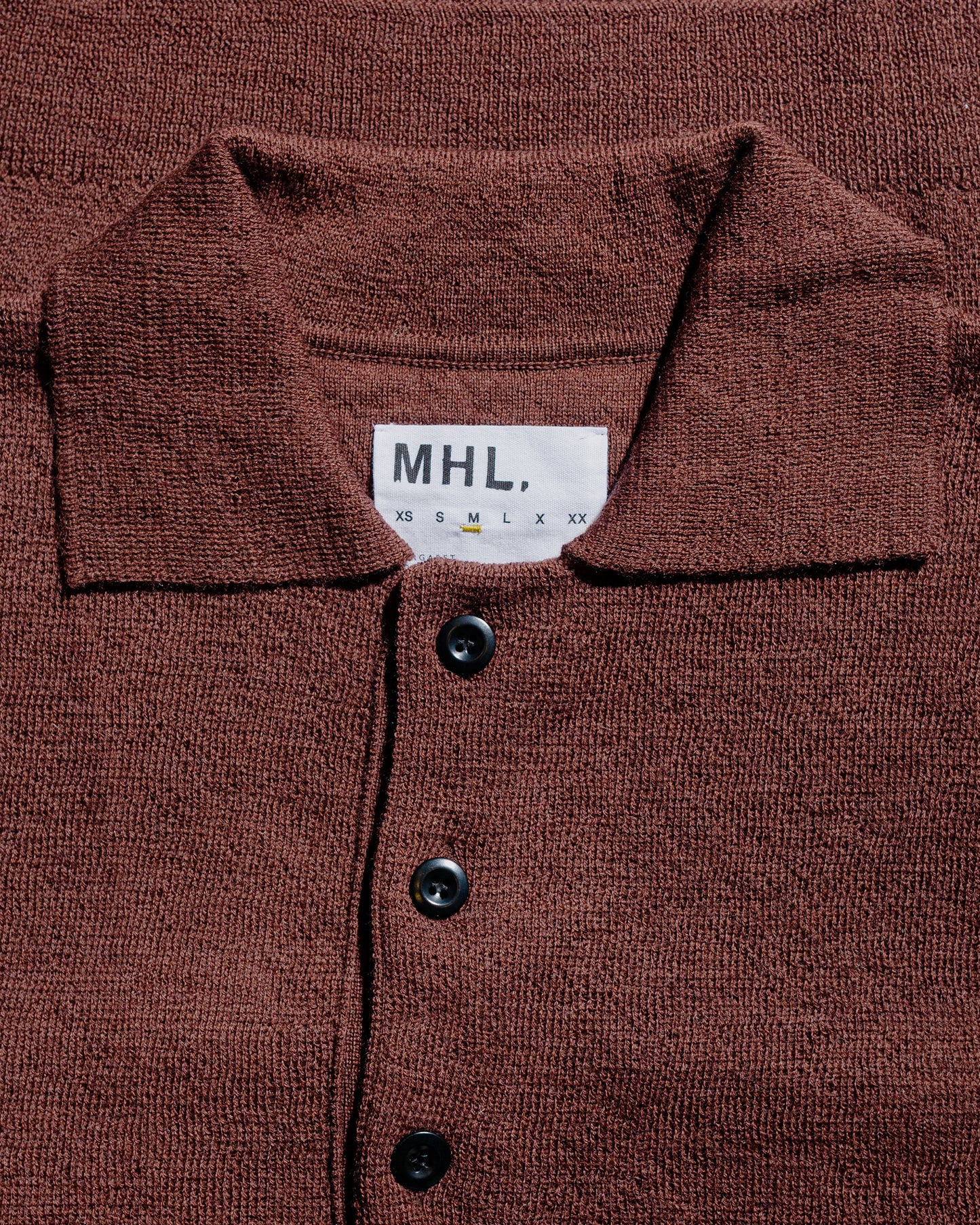 MHL Oversized Knitted Polo Dry Wool Dark Brown