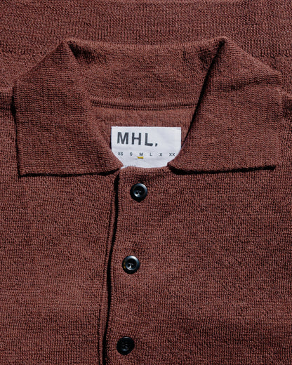 MHL Oversized Knitted Polo Dry Wool Dark Brown
